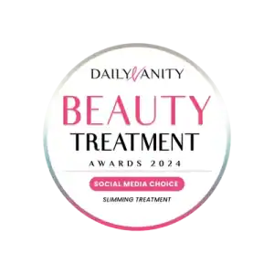 Daily Vanity Beauty Treatment Awards 2024 social media choice badge, highlighting skincare recognition.